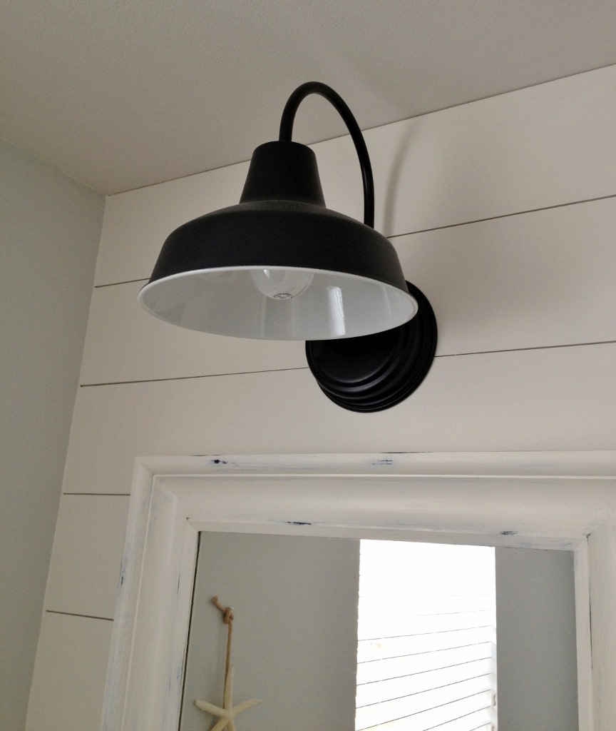 Barn Wall Sconce Lends Farmhouse Look to Powder Room Remake ...