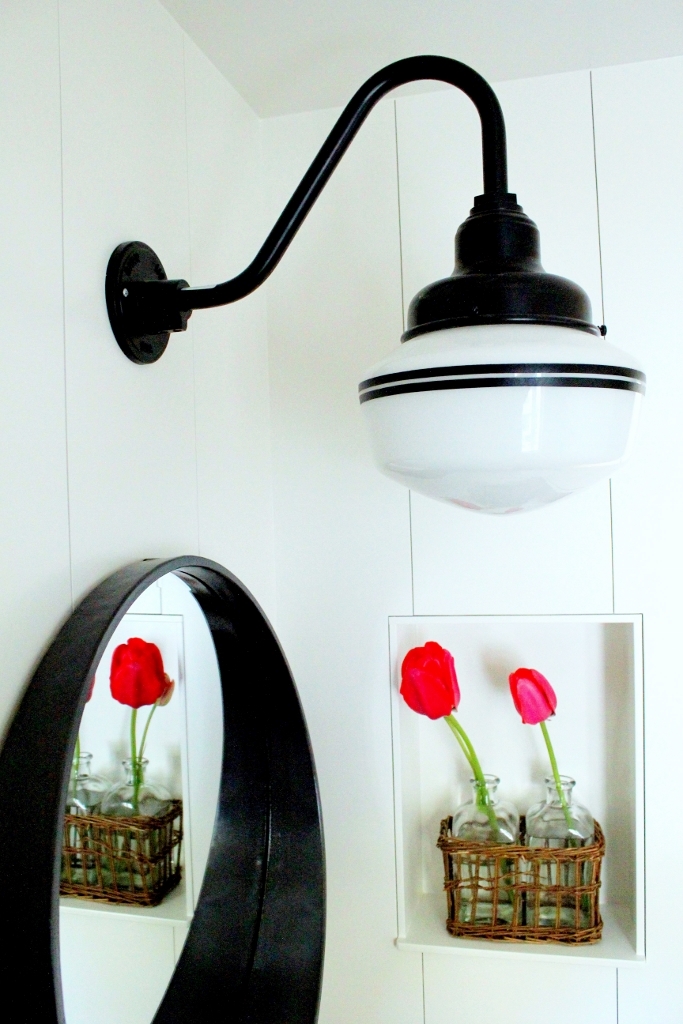 schoolhouse light bathroom