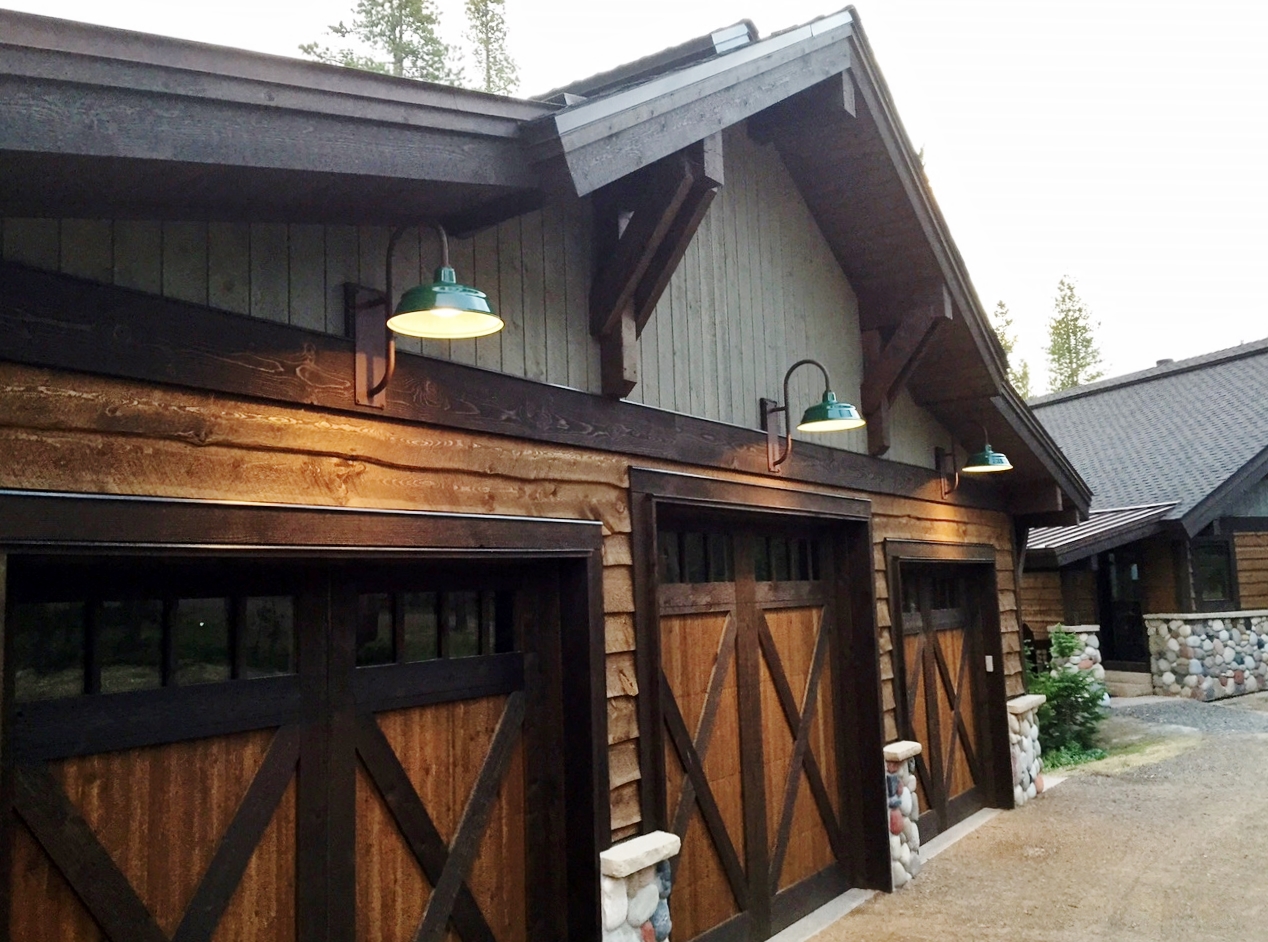 Barn lights over garage shop doors