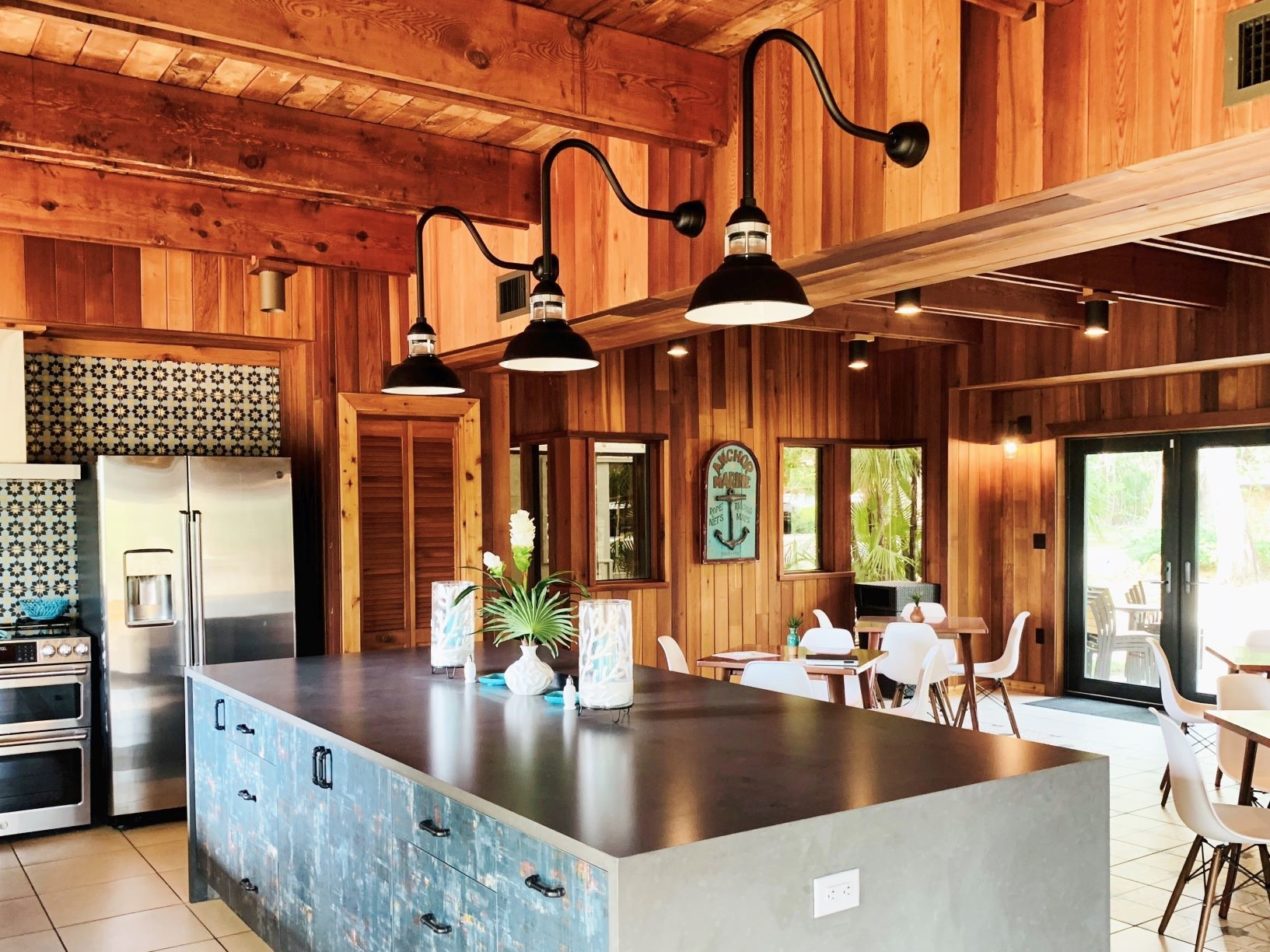 brushed nickle lighting in kitchen