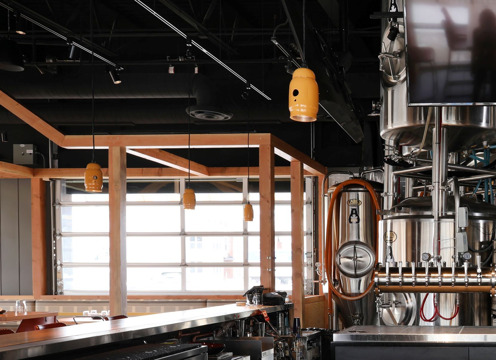 Upcycled Industrial Pendants Highlight Brewpub Bar Inspiration Barn