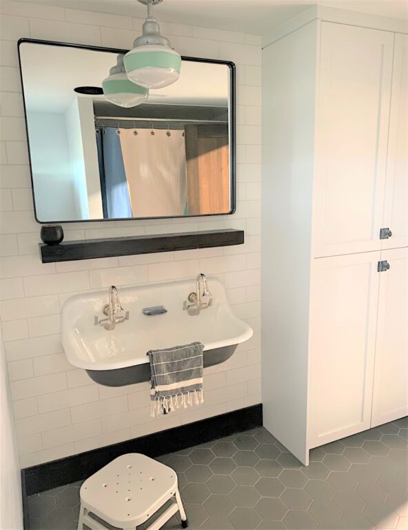 Primary Schoolhouse Stem Mount Pendant SmallOpaque 975 Galvanized 3instem PB1 311 Jadite