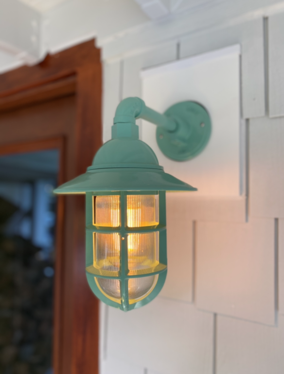 Industrial Guard Sconce 311 Jadite Flared TGG RibbedGlass