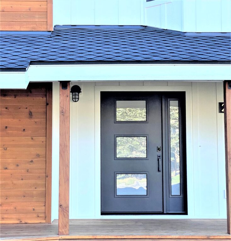 residential exterior light porch Streamline LED Industrial Guard Sconce 105 Textured Black Flared CGG Frosted Glass Dusk to dawn