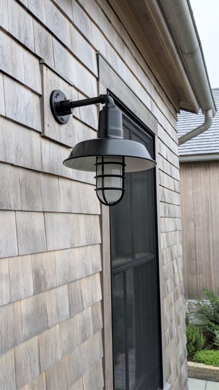 PXL 20210726 124904786.MP residential exterior lighting Original Nautical LED Gooseneck Light 100 Black G3arm cast guard frosted glass