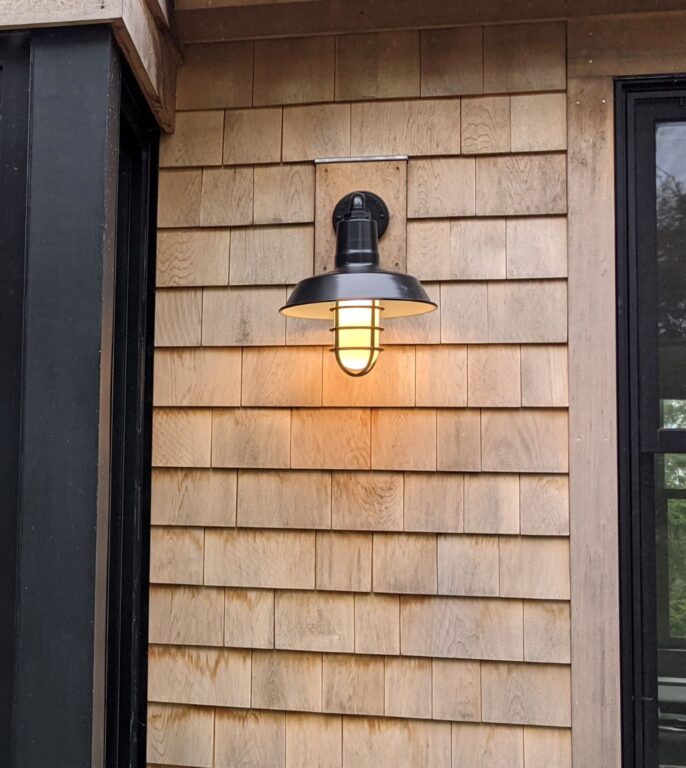 PXL 20210726 125600363.MP residential exterior lighting Original Nautical LED Gooseneck Light 100 Black G3arm cast guard frosted glass