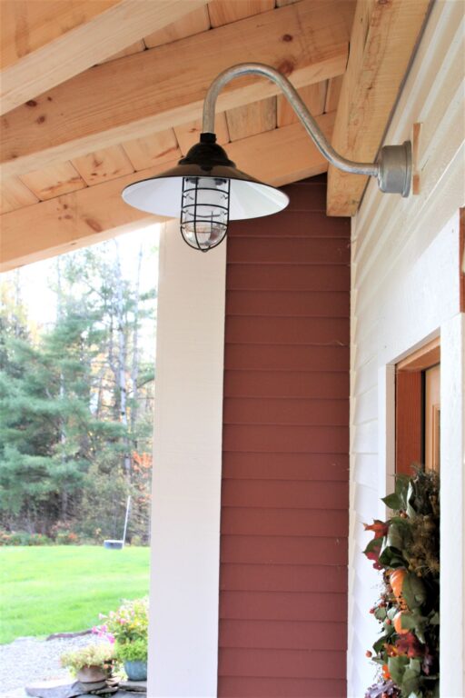 14 residential exterior porch lighting Syracuse Vintage Industrial Gooseneck 14in 150 Black G15arm 975 Galvanized Wire Guard Clear Glass Dusk to Dawn Photocell