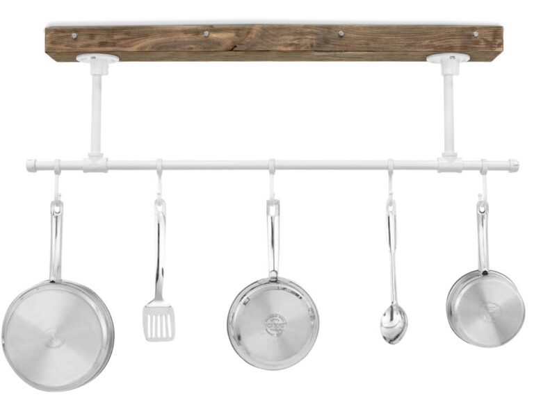 julia hanging pot rack white with pans 1