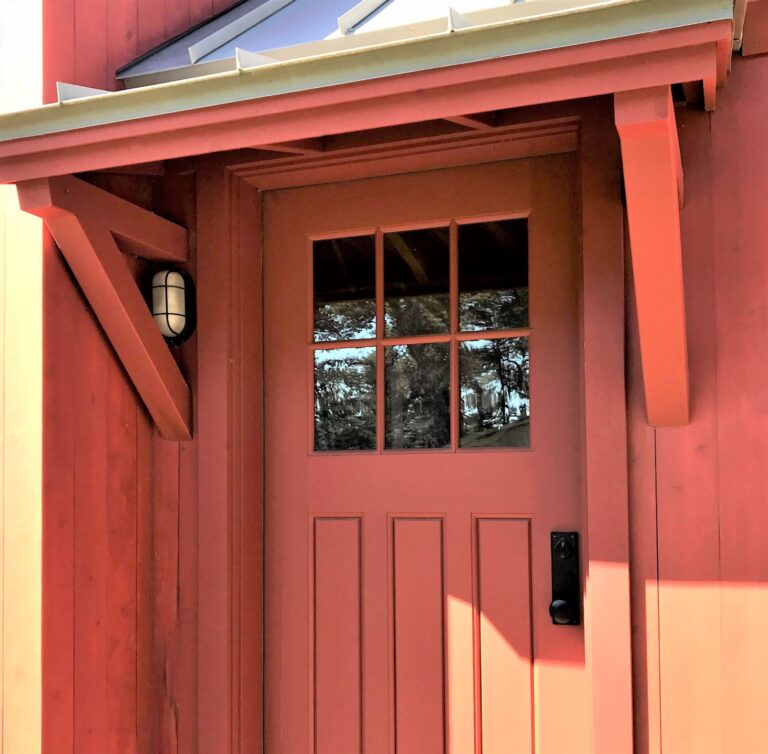 IMG 4013 residential exterior barn entryway porch lighting Amidships Bulkhead Wall Mount Small 105 Textured Black