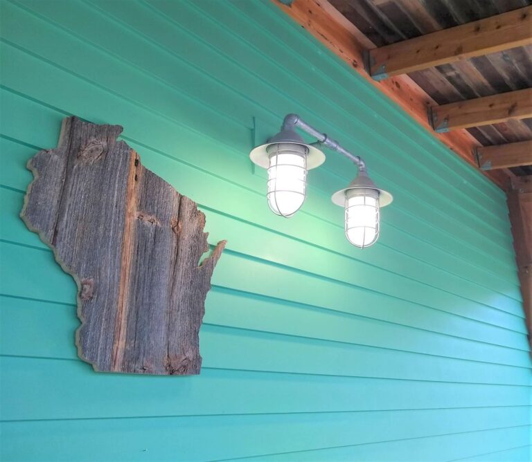 IMG 20211120 120122350 residential exterior lighting porch Double Market Industrial Guard Sconce 975 Galvanized Wire Guard Frosted Glass