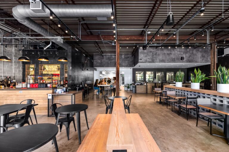 Biggerstaff Brewing 4 commercial interior bar restaurant brewery Loma Pendant Light 16in 105 Textured Black 930 Painted Aged Brass SBK