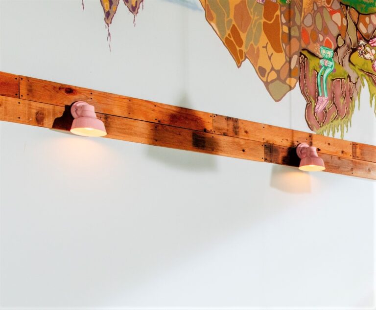 dining2 clifford thelede commercial interior bar restaurant lighting Bowie Wall Sconce 8in 480 Blush Pink