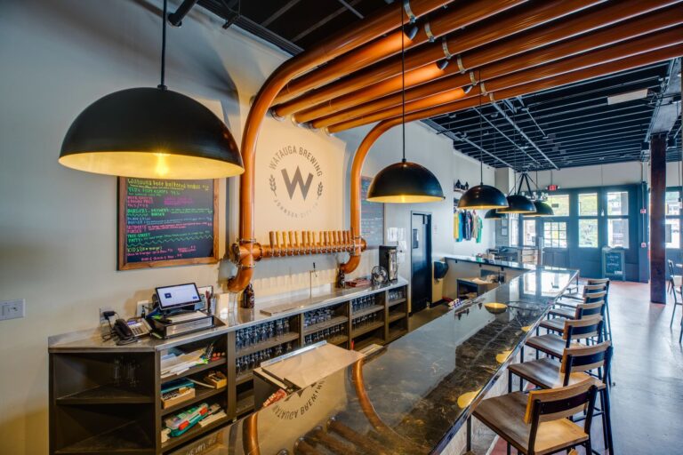 IMG 5621 fused commercial interior bar brewery loma cord pendant SBK standard black cord 100 black 997 raw brass on