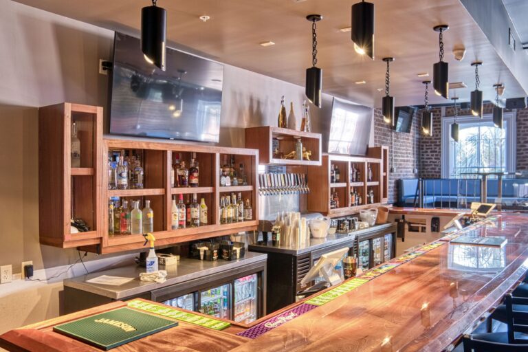 011 commercial interior bar lighting Milan Cylinder LED Chain Hung Pendant 100 Black Single Standard Slot SBK Clear Glass