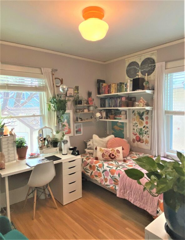 1E6CB408 0649 4A53 8861 905FBAC39168 residential interior lighting kids bedroom Kao Primary Schoolhouse Flush Mount Large Opaque 495 Sherbet Orange