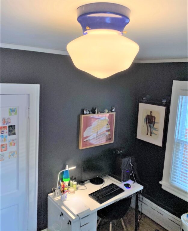 8C5E3992 DEDC 4419 8888 5560F04E51A8 residential interior lighting kids bedroom Kao Primary Schoolhouse Flush Mount Large Opaque 710 Cobalt Blue