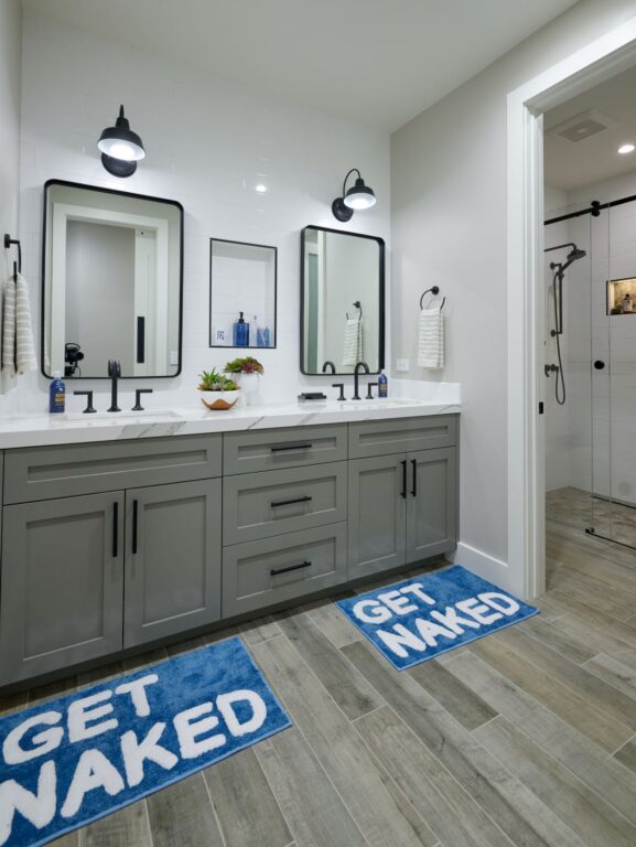 DJBPhoto2204011711 residential interior lighting bath vanity Austin Wall Sconce 8in 100 Black