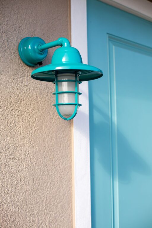 Exterior Residential Industrial Guard LED Sconce 390 Teal Warehouse Shade Frosted Glass 2V3A3655