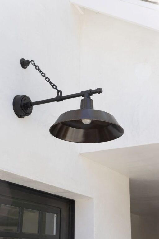 miranda frye 5 residential exterior lighting garage Original Warehouse LED Gooseneck 18in 999 Oil Rubbed Copper G64 100 Black Domed Lens