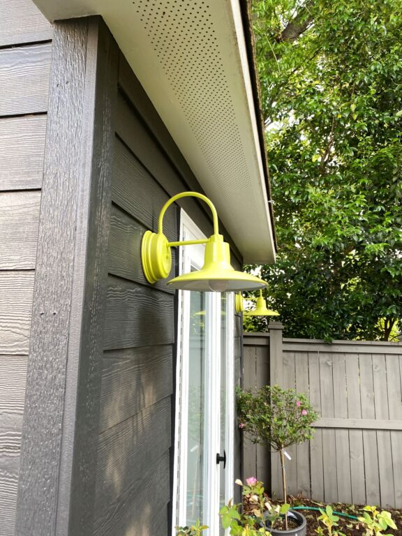 2022 05 04 08.03.22 residential exterior lighting shed Dominion Wall Sconce 12in 380 Chartreuse