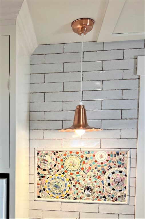 IMG 2873 residential interior lighting kitchen Seaside LED Pendant 12in 995 Raw Copper CSW Copper Hex Cover Domed Lens