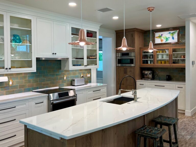 IMG 2890 residential interior lighting kitchen Seaside LED Pendant 14in 995 Raw Copper CSW Copper Hex Cover Domed Lens