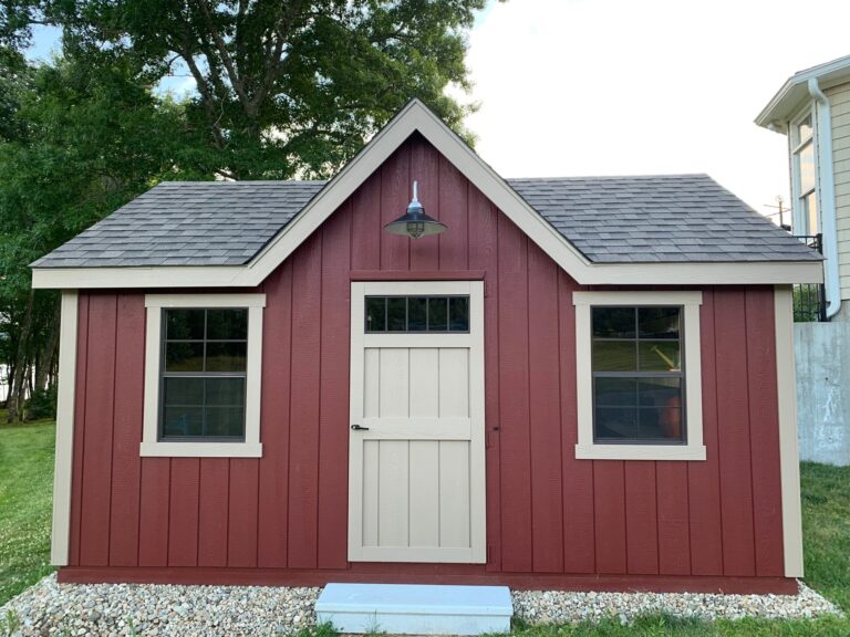 IMG 1445 residential exterior lighting shed Cleveland LED Vintage Industrial Gooseneck 16in 100 Black G26arm 975 Galvanized TGG Clear Glass