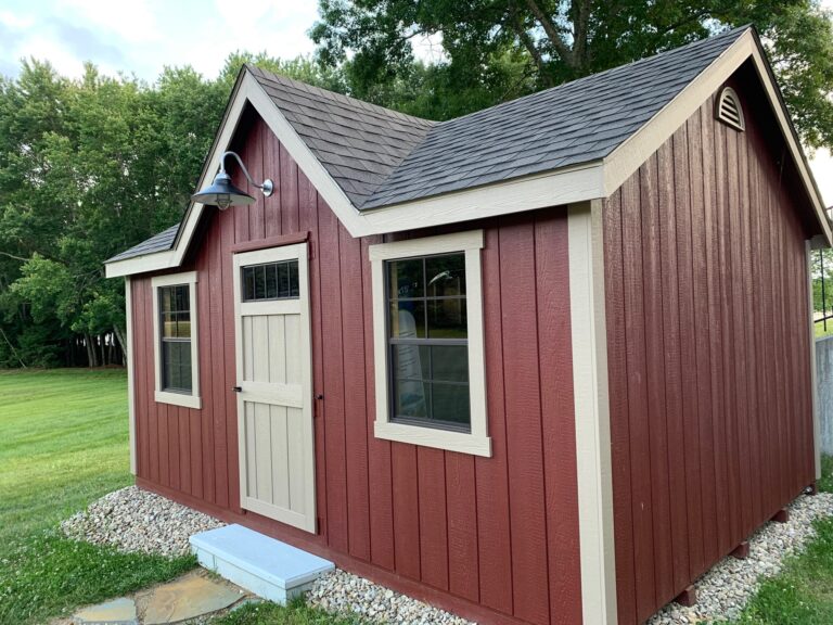 IMG 1447 residential exterior lighting shed Cleveland LED Vintage Industrial Gooseneck 16in 100 Black G26arm 975 Galvanized TGG Clear Glass