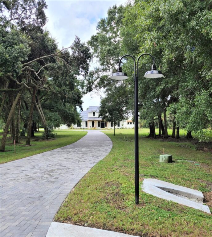 20210915 174957 residential exterior lighting Original double post mount 14in 150 black 10 foot smooth pole 100 black