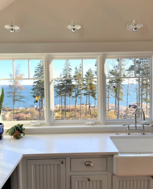 IMG 0484 residential interior lighting kitchen sink view Barn Light Mini Eclipse Wall Sconce 200 White G37arm