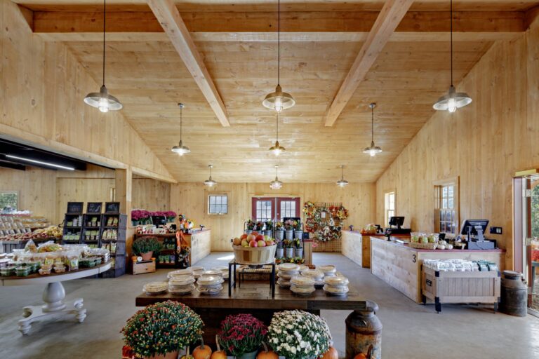 Windhill Marini Fall22 04a commercial interior lighting farmstand retail Original Warehouse Pendant on 16in 975 Galvanized TGG Clear Glass