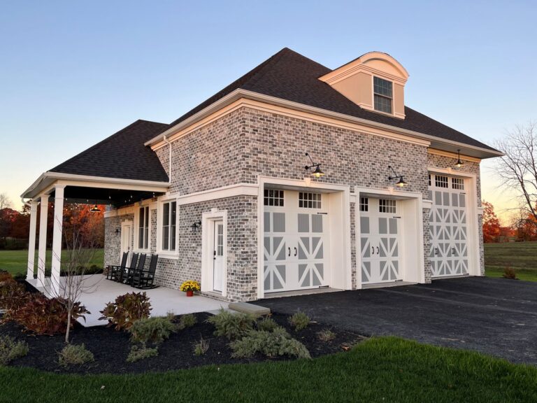 IMG 3818 residential exterior lighting on garage Aero Gooseneck 16in 100 Black G64arm TGG Frosted Glass Aero Chain Hung Pendant 16in 100 Black SBK TGG Frosted Glass