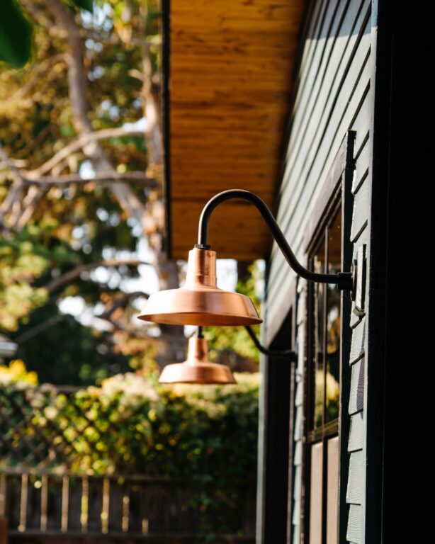 5 residential exterior lighting door entryway Original Gooseneck Light 14in 995 Raw Copper G15 100 Black
