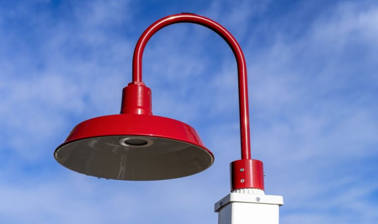 DSC00023 Residential Exterior Lighting barn Original LED Single Post Mount 16in 400 Barn Red 200 White Flat Lens