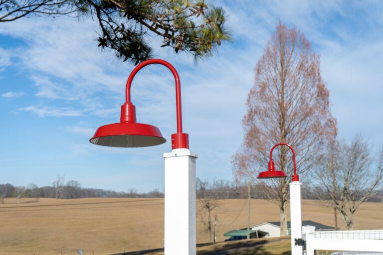 DSC00049 Residential Exterior Lighting barn Original LED Single Post Mount 16in 400 Barn Red 200 White Flat Lens