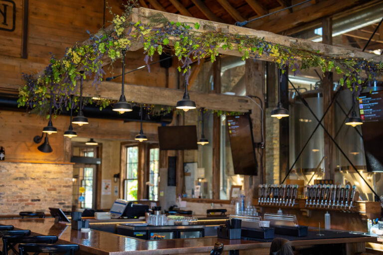 DSC06918 commercial interior lighting on bar brewery Esso Stem Mount Pendant 8in 105 Textured Black 18in Stem