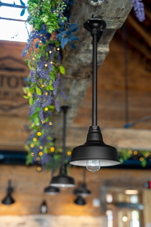 DSC06991 commercial interior lighting on bar brewery Esso Stem Mount Pendant 8in 105 Textured Black 18in Stem