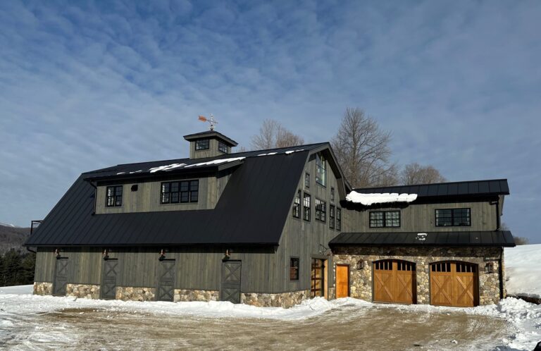 IMG 1565 residential exterior lighting barn snow Original LED Gooseneck 995 Raw Copper 12in G17arm 18in G22arm