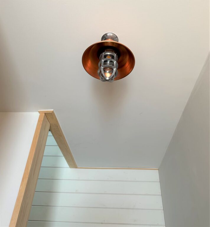 IMG 1596 residential interior lighting barn Original Nautical LED Flush Mount Light 12in 995 Raw Copper 975 Galvanized TGG Clear Glass