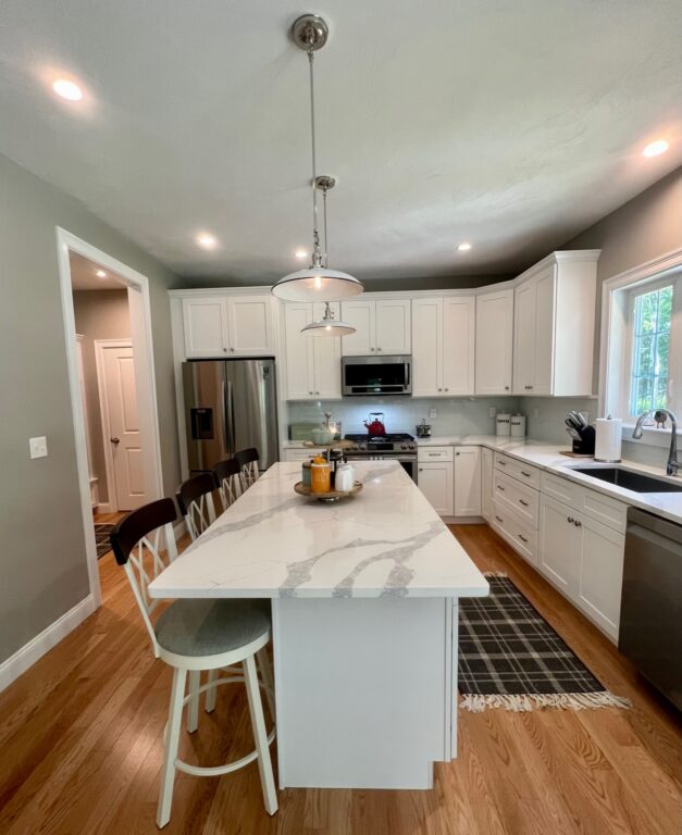 image 6 residential interior lighting kitchen island Sinclair Stem Loop Pendant 14in 250 White Putty Cotton Twist 12in stem Nickel Knob Switch
