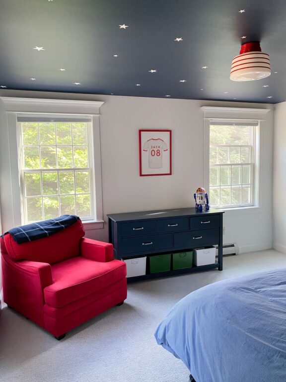 image4 residential interior lighting bedroom kid Drum Schoolhouse Flush Mount Opaque 400 Barn Red PB8 Four Painted Band 400 Barn Red