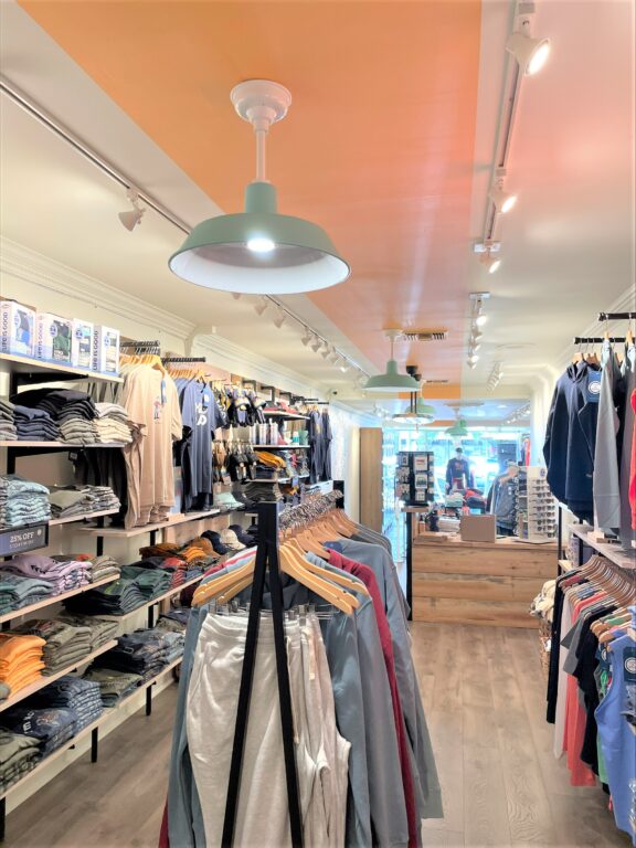 image8 commercial interior lighting on retail Original LED Stem Mount Pendant 18in 370 Mint 6in Stem 200 White Flat Lens Life Is Good