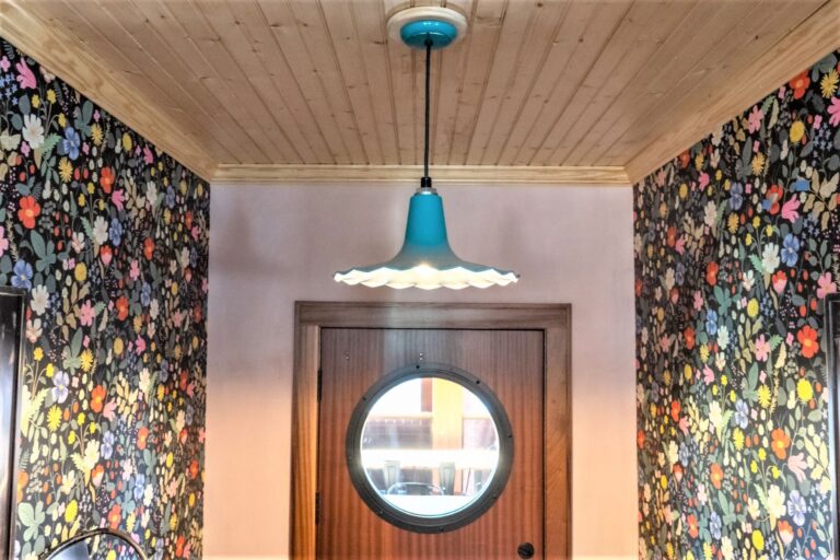 DSC00197 commericial interior lighting on hallway Seaside Pendant 16in 390 Teal SBK