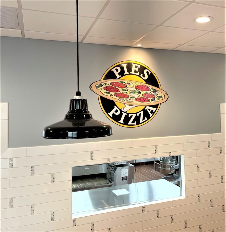 IMG 2233 commercial interior lighting pizza restaurant Union Pendant Light 14in 150 Black SBK Domed Lens