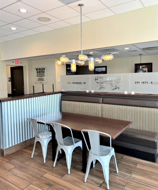 IMG 3035 commercial interior lighting on restaurant Mercury 8 Light Chandelier 975 Galvanized 36in stem CGG Clear Glass