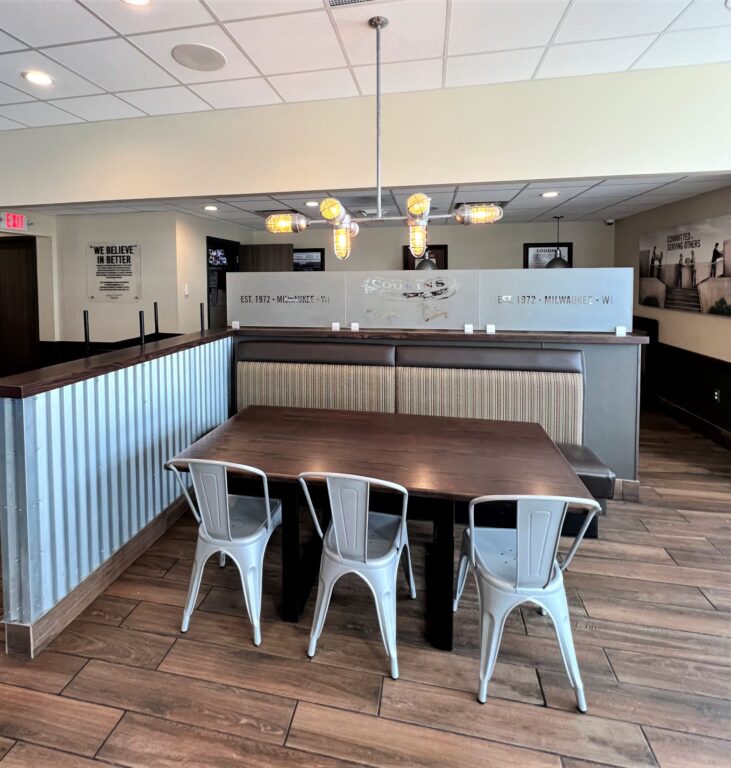 IMG 3039 commercial interior lighting on restaurant Mercury 8 Light Chandelier 975 Galvanized 36in stem CGG Clear Glass