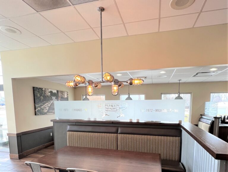 IMG 3040 commercial interior lighting on restaurant Mercury 8 Light Chandelier 975 Galvanized 36in stem CGG Clear Glass 2