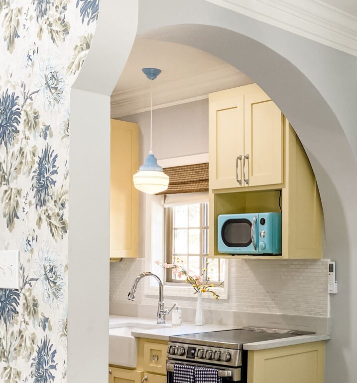 IMG 4579 residential interior lighting dining room Primary Schoolhouse 2 Light Chandelier Small Opaque 715 Delphite Blue 12in arms stem Standard Beehive Canopy PB3 715 Delphite Blue 2