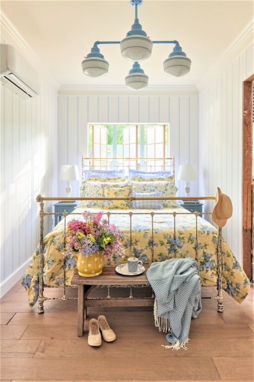 Minden bedroom residential interior bathroom Primary schoolhouse 4 light straight arm chandlier small opaque glass 715 delphite triple painted band