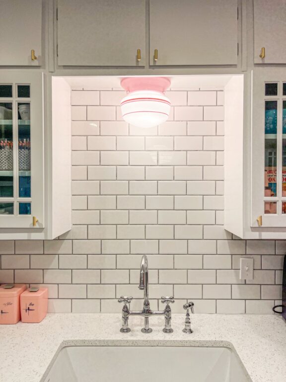 image1 residential interior lighting on kitchen Kao Primary Schoolhouse Flush Mount Small Opaque 480 Blush Pink PB3